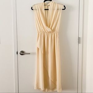 Vince Crossover Wrap Midi Silk Beige/Cream Dress
